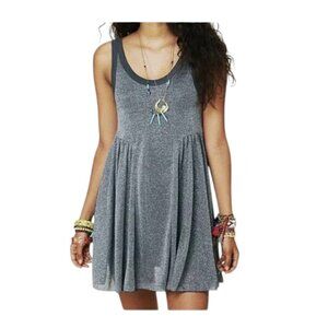 Free People Beach Cruise Town Gray Silver Sparkle Sleeveless Tank Mini Dress